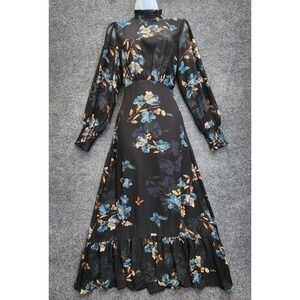 Baltic Born Black Maxi Dress with Blue and Gold Floral Print
